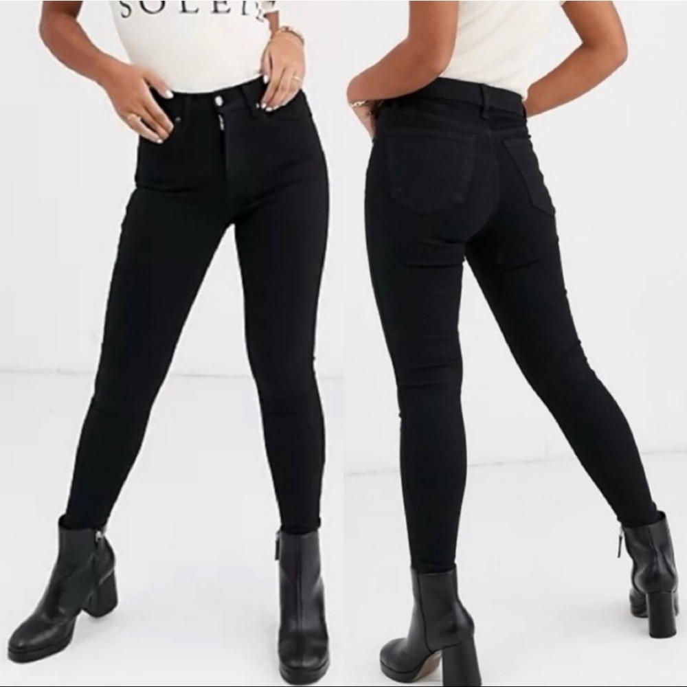 NWT Topshop Petite Jamie High-Waisted Skinny Jean | Black | 26